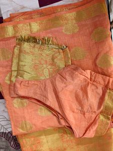 Elegant mustard Saree with Gold Motifs