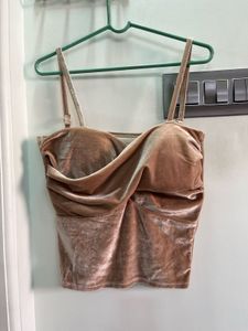 Velvet Ruched Padded Camisole Top