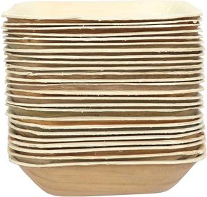 Clazkit 25-Pack Areca Square Palm Leaf Bowl