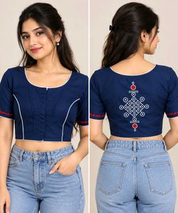 COMBO Red and Blue Embroidered Blouse