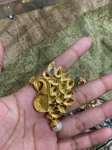 Peacock Design Earrings with Pearls