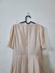 Elegant Beige Fit &amp; Flare Dress (Imported)
