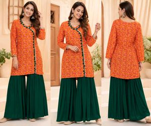Floral Print Kurti with Sharara