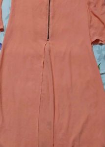 Orange Kurta with Zipper Detail