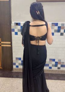 Elegant Black Sequined Saree