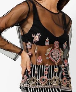 Sheer Embroidered Tunic Top