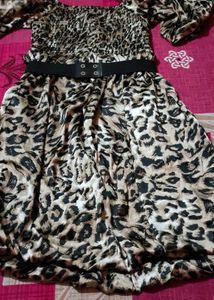 Fierce & Flattering Leopard Print Smocked Dress