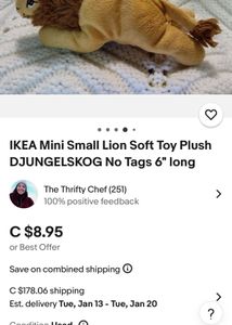 IKEA Mini Small Lion Soft Toy Plush DJUNGELSKOG