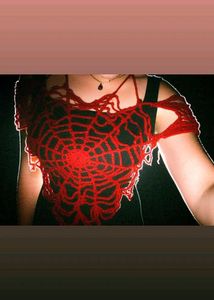 Red Spiderweb Crochet Top