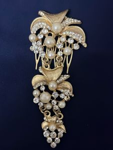 Vintage Pearl & Crystal Hair Comb