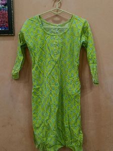 Lime Green Printed Kurta