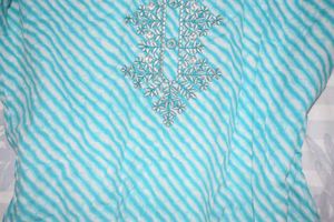 blue striped kurta with a beautiful neckline