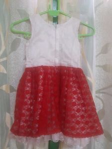 Red and Cream Girls Party Dress