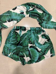 Tropical Leaf Print Co-ord Set XS