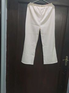 Elegant Off White Knitted Trousers Palazzo Pants