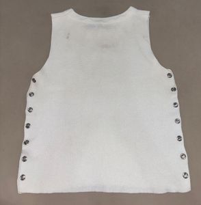 White Sleeveless Top with Grommet Details