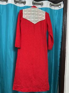 Red Floral Print Kurta