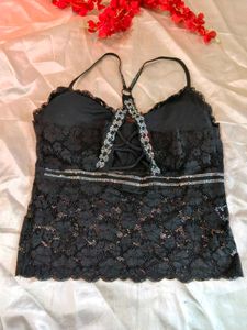 Lace Bralette with Rhinestone Detail
