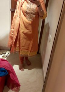 Elegant Orange Embroidered Kurta Set