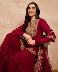 Elegant Maroon sharara Set with Dupatta
