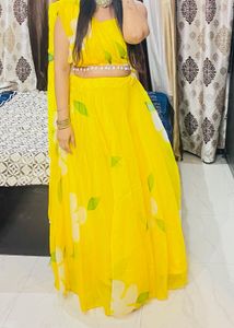 Vibrant Yellow Floral Lehenga Choli