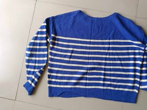 Blue &amp; White Striped Knit Sweater