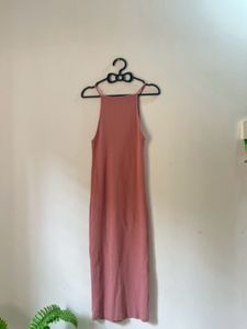 Dusty Rose Halter Neck Midi Dress