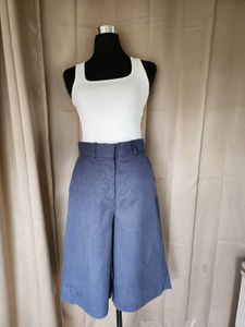 Blue Culottes with White Tank Top