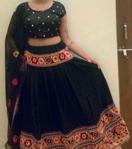 Black Embroidered Chaniya Choli Set