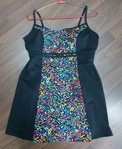 Vibrant Abstract Print One-Piece Swimsuit Dress