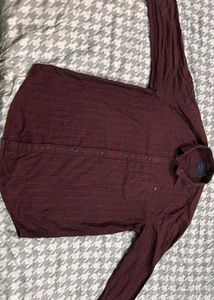 Men's Burgundy Striped Button-Down Shirt
