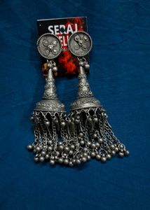 Antique Oxidized Silver Jhumka Earrings