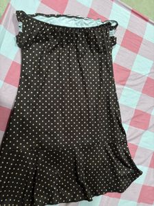 Dark Brown Polka Dot Tube Dress