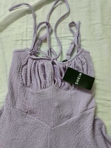 Lavender Mini Dress with Lace-Up Back