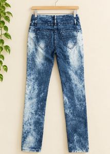 Distressed Acid Wash High Waist Jeans