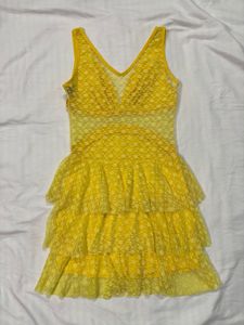 Yellow Tiered Cocktail Mini Dress