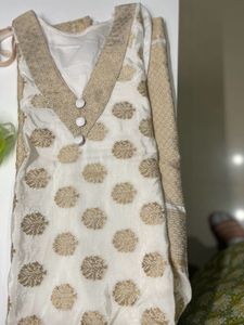 Elegant White & Gold Kurta Set