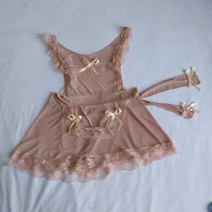 cute Lace-Trimmed Sheer Maid Apron Lingerie S