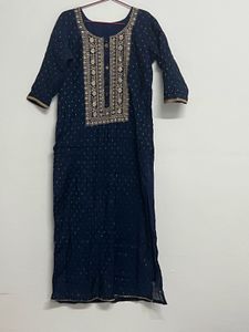 Elegant Navy Blue Kurta Set with Dupatta