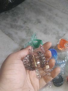 9 Colorful Beaded Hair Claw Clips Set