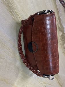 Chic Brown Croc Embossed Handbag