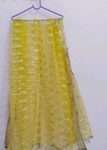 Bright Yellow Kurti Skirt With Dupatta
