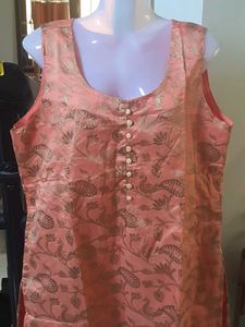 Elegant Peach Brocade Kurti