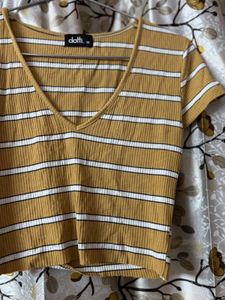 Striped V-Neck Cropped Top