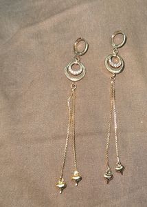 Elegant Gold Drop Earrings with Crystal Accents