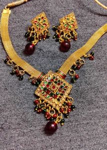 Elegant Golden Oxidized Jewelry Set