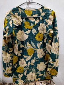 Boho Floral Print Long Sleeve Top