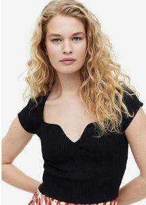 🎉SALE🖤H&M Sweetheart neck Rib-knit Top (New)