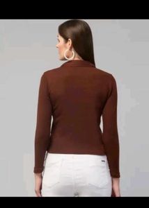 Long Sleeve Cropped Polo Top