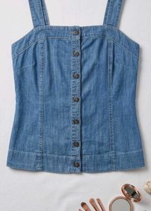 Denim Button-Up Cami Top